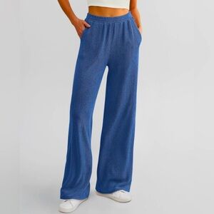 NWT Casual Elastic High Waisted Wide Leg Pants Textured Size XXL